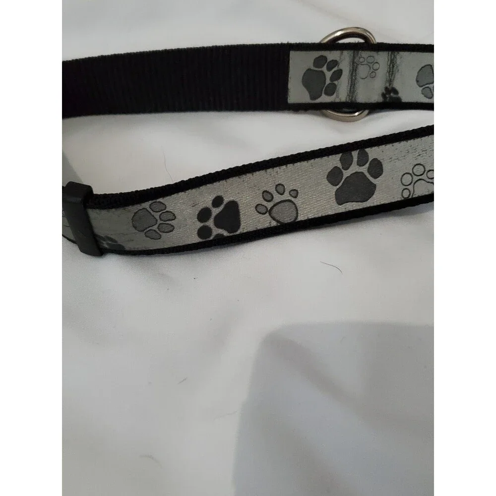 Dog Collar Peace Love and Paw Prints reflective